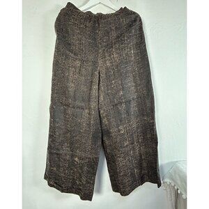 Sophie Hong Womens 100% Silk Brown High-Rise  Wide-Leg Pants Size 44 Pockets